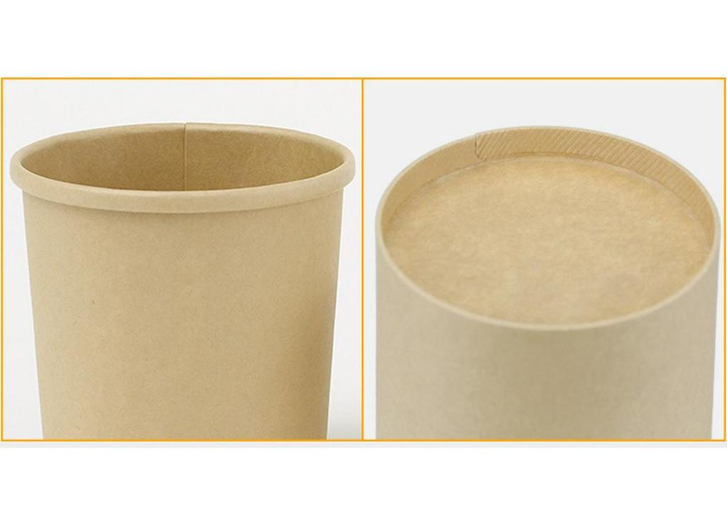 Disposable Kraft Paper Soup Bowl with Lid - Thickened Round Takeaway Meal Box for Porridge and Lunch