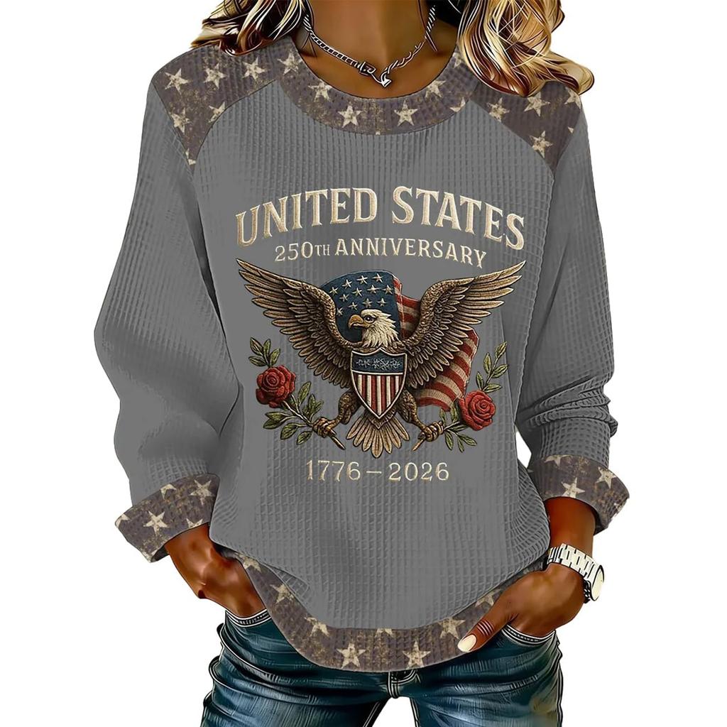 Women's Fashion Casual Long-Sleeve Round-Neck Print Pullover Knit Top