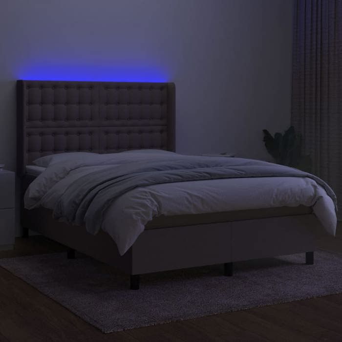 VidaXL Sommier à Lattes de Lit avec Matelas et LED, Lit Rembourré, Lit Double, Lit Adulte de Chambre à Coucher Intérieur, 3138633