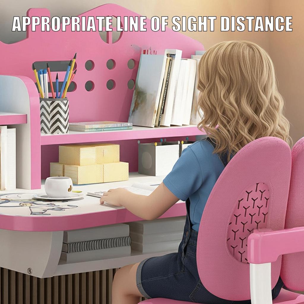 Sedia da Scrivania per Studenti Set da 2 Pezzi Supporto Multi-Libro Tavolo Allargato Set Disegno Animato Tavolo per Bambini Altezza Regolabile Studio Cassetto con Apprendimento