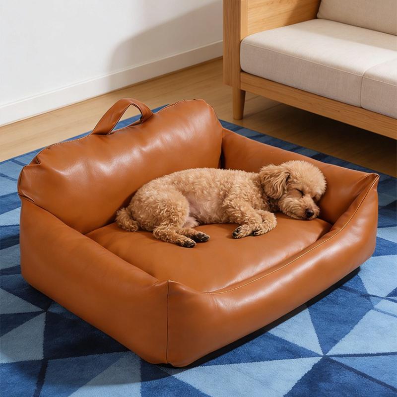 Nackenschutz Tiefschlaf Sofabetten Kunstleder Haustiersofa Abnehmbar und Waschbar Haustierbett Reißfest und Leicht zu Bewegen für Katzen und Hunde