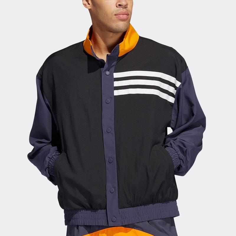 Adidas Bb Snap Jacket Sport Casual Breathable Contrast Knit Stand Collar Men Jackets Black H58333