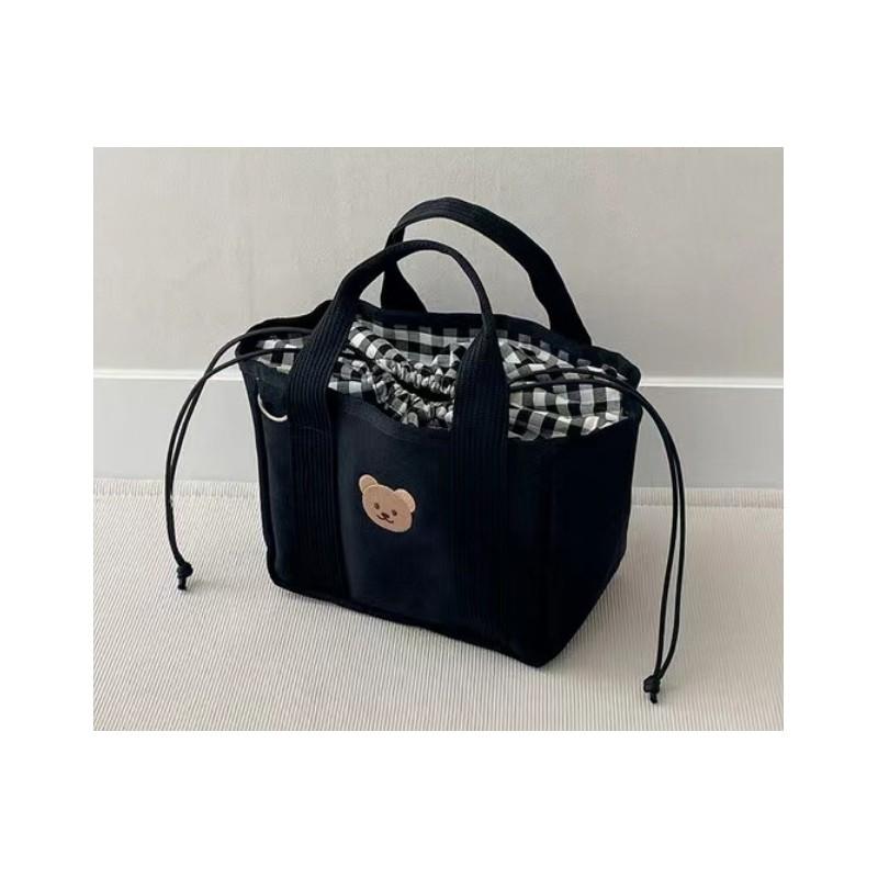 Baby Diaper Bag With Embroidered Bear Canvas For Mom And Baby Outings