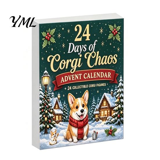 Creative Office Desk Decor 2026 Corgi Christmas Advent Calendar, 24 Days Acrylic Dog Ornaments Countdown 2D Party Favors Holiday Pendants for