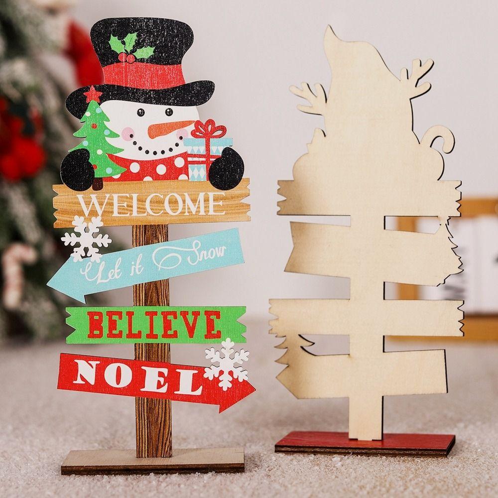 New Wooden Christmas Wooden Ornaments DIY Gifts Snowman Desk Ornaments Merry Christmas Crafts Xmas Decor Christmas