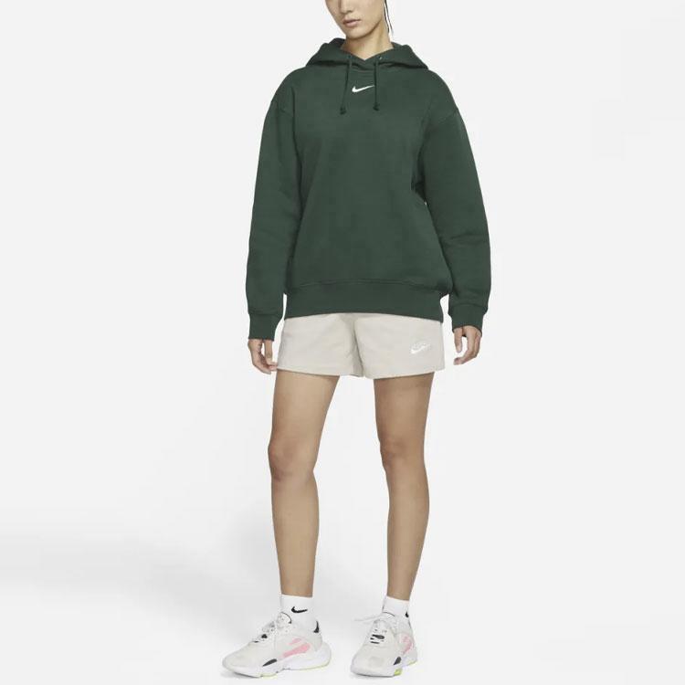 Nike Sportswear Collection Essentials Fleece-Lined Casual Pullover Hoodie Women Tops Green DJ7669-397
