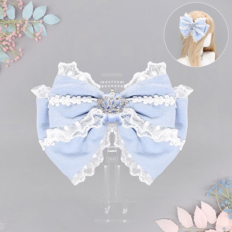 Elegant Ribbon Hair Clip Headpiece With Lace Ruffle Trim Design For Women And Girl Anime Event Gathering Hair Ornament