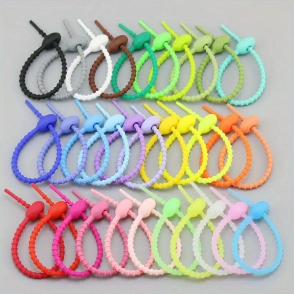 100/10 Stück Wiederverwendbare Silikon-Kabelbinder Home Office Aufbewahrung Kabelmanagement Mehrfarbige Kabelbinder Kabelbinder-Organizer Großhandel