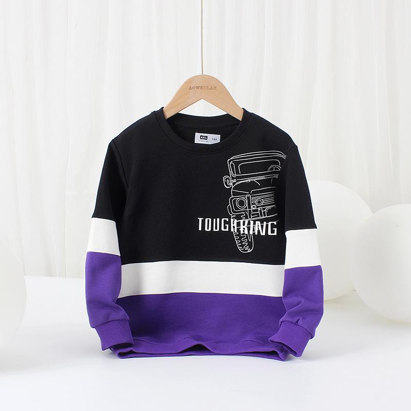 

Махровая толстовка в корейском стиле со светоотражающим принтом для мальчиков на весну и осень 130 cm чёрный