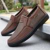 Lightweight Men's Breathable Slip-On Casual Shoes - Brown Mesh Fabric Low Top Walking Sneakers for Outdoor, All-Season Comfort