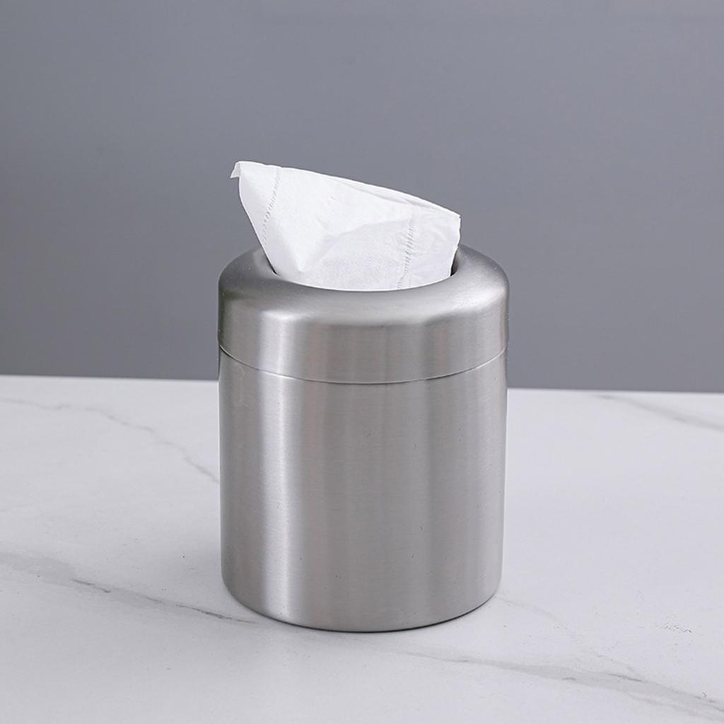 Stainless Steel Trash Can Small Countertop Trash Can 1.5L Trash Bin With/Without Swing Lid Tabletop Waste Bin for Office