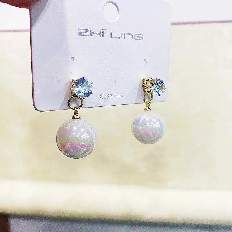 New Trend Simulation Pearl Long Earrings Women's Flower Rhinestone Wedding Pendant Earrings Fashion Korean Jewelry Earrings