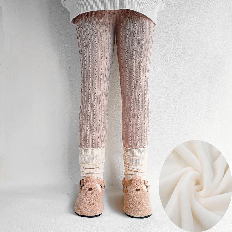 Girls' Autumn and Winter Comfortable Solid Color Bottom Pants Thickened Slim Warm Pants