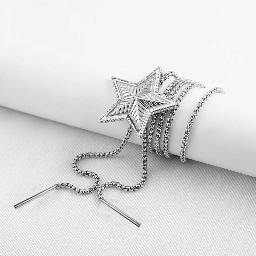 Pendentif Bolo Tie Étoile Collier Élégant Influenceurs Même Collier Choker Élégant avec Lariat Étoile Blingbling