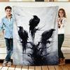Three Ravens and Dark Tree Flannel Blanket Soft Cozy Throws Napping Travel Use