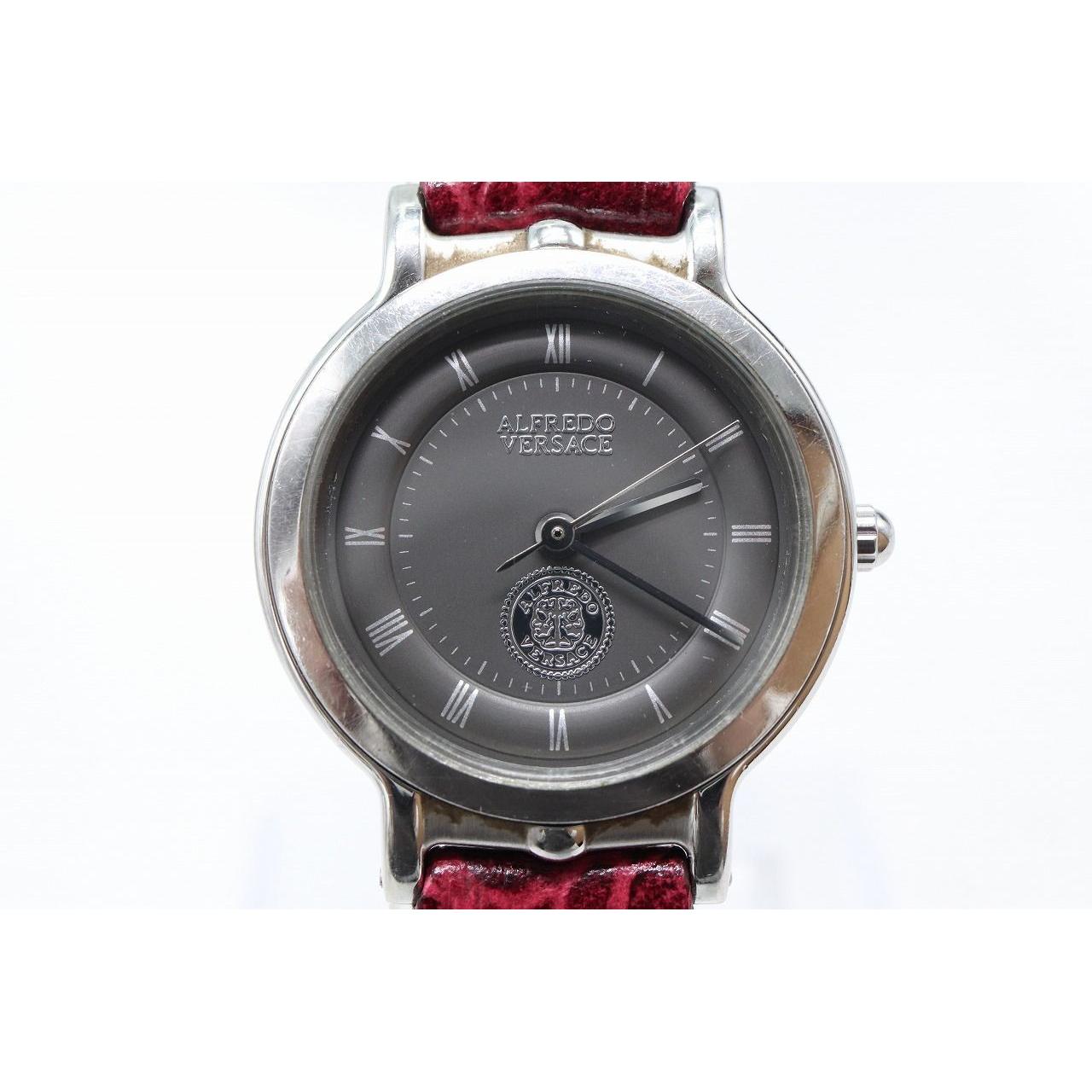 Used [W232-2] Working item Battery replaced ALFREDO VERSACE Alfred Versace wristwatch V822S leather belt ladies