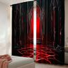 2 ks Marocké Hradní Závěsy Červená A Černá Barva Tmavý Styl Závěs Aplikujte Na Obývací Pokoj Ložnici Obchod Hotel