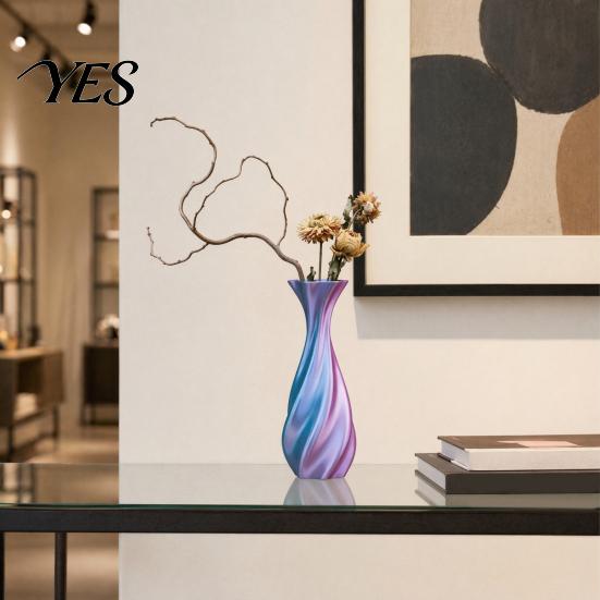 Modern Flower Vase 3D Printed Vase, Twisted Minimalist Arrangement Holders, Artistic Line Design Elegant Home Decor for Living Room Bedroom