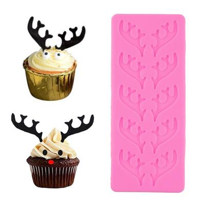Rentiergeweih Fondantform Lebensmittelqualität Silikon Schokoladen-Dekorationswerkzeug Weihnachtsbackform für Kuchen- & Dessertdekor