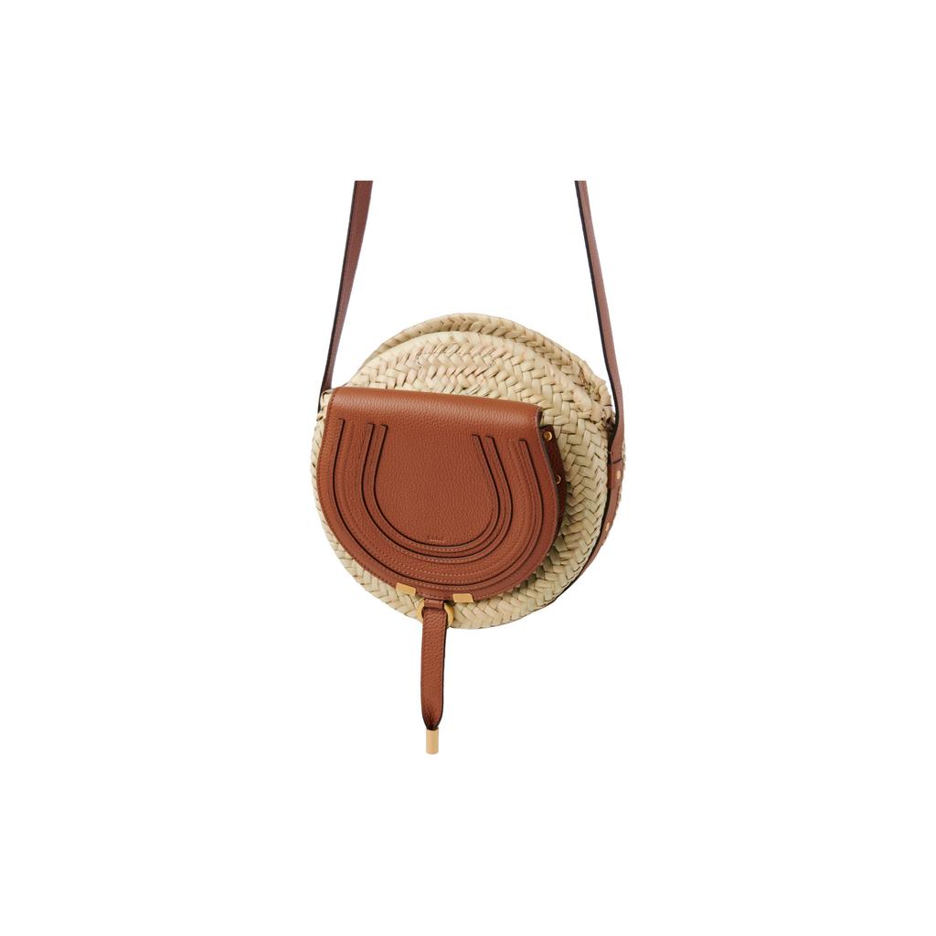 Chloe Marcie Ikonische Sattelstich-Details Verstellbarer Schultergurt Magnetverschluss Rattan und Kalbsleder Crossbody-Tasche CHC23-SS736I32-25M