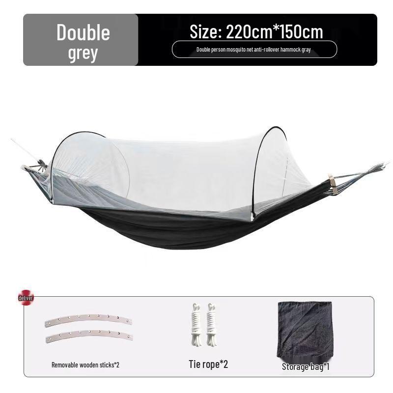 A1R Portable Double Hammock with Quick-Open Mosquito Net and Anti-Rollover Design for Outdoor Use