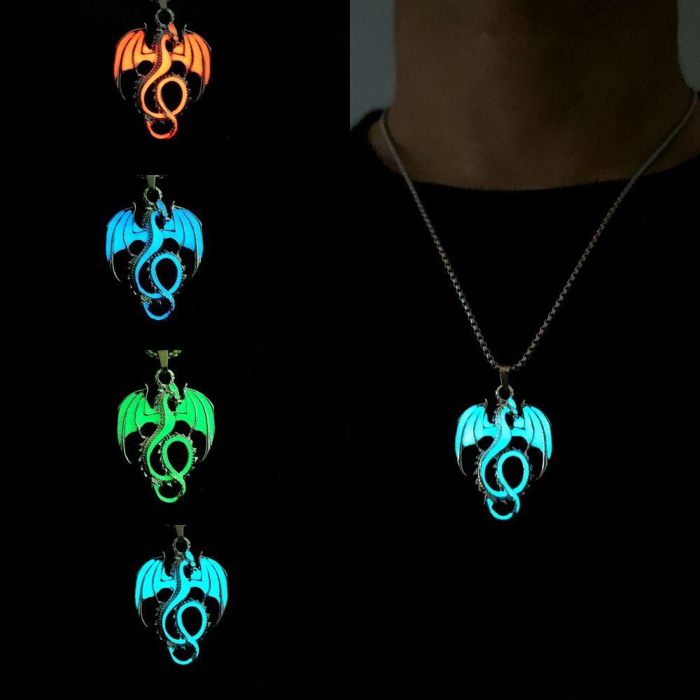 Stainless Steel Luminous Pendant Necklace Punk Style Hip Hop Neck Chains  Halloween