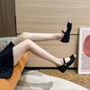 Spring and Autumn new women's shoes inner height increase shallow mouth single shoes retro Mary Jane shoes