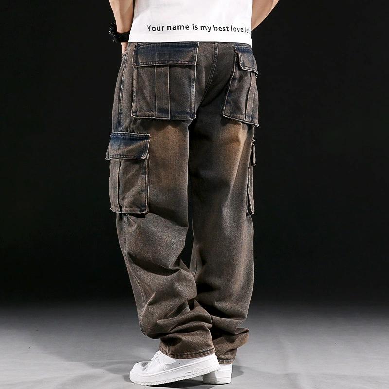 Men's  Large Leg Wide Leg Jeans Straight Loose Trousers Straight Plus Size Jeans