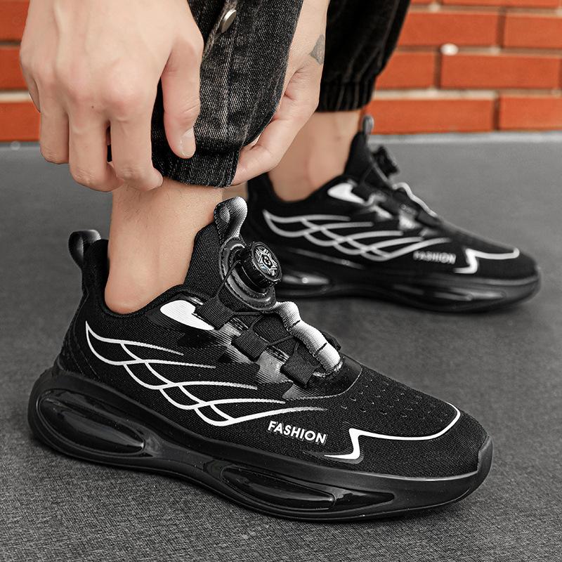 2025 New Foreign Trade Coconut Breathable Men's Sports Shoes Rotating Buckle Heightening Shock Absorption Marathon Fitness Running Shoes