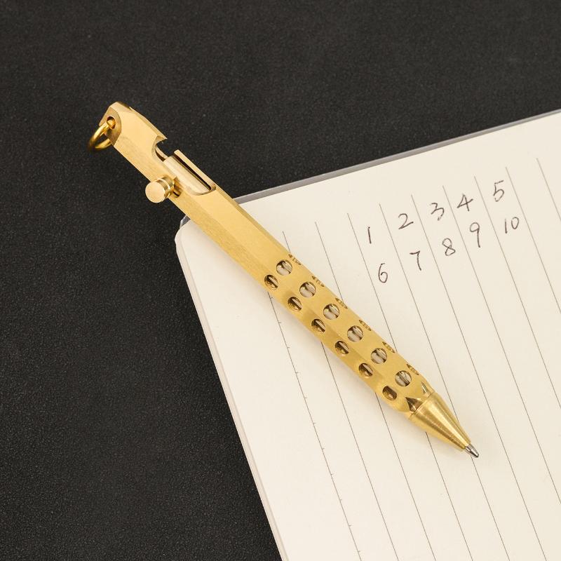 Portable Brass Ballpoint Pen 1.0mm Medium Point Bolt Action Smooth Writing Ideal Gift for Men Colleagues