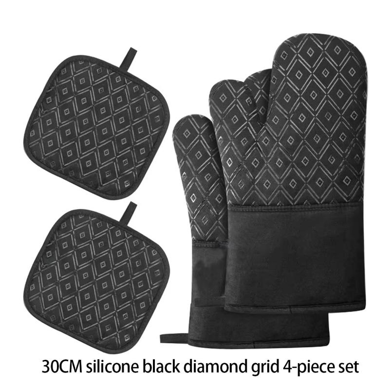 Microwave Cotton Baking Gloves Anti-Scalding Heat Resistant Oven Mitts Bakeware Non-Slip Insulation Gloves