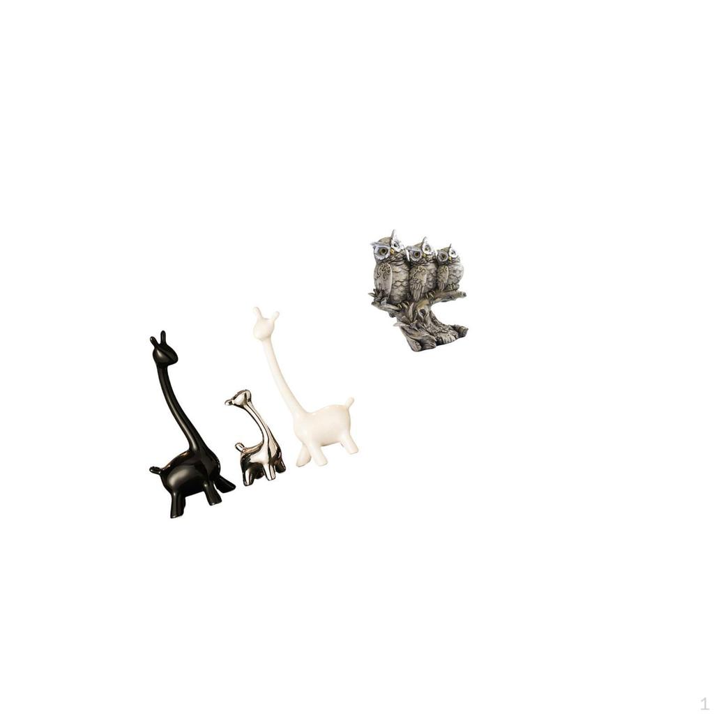 Modern Ceramic Giraffe And Owl Figurines Statue Centerpiece Animal Sculpture for Desk Office