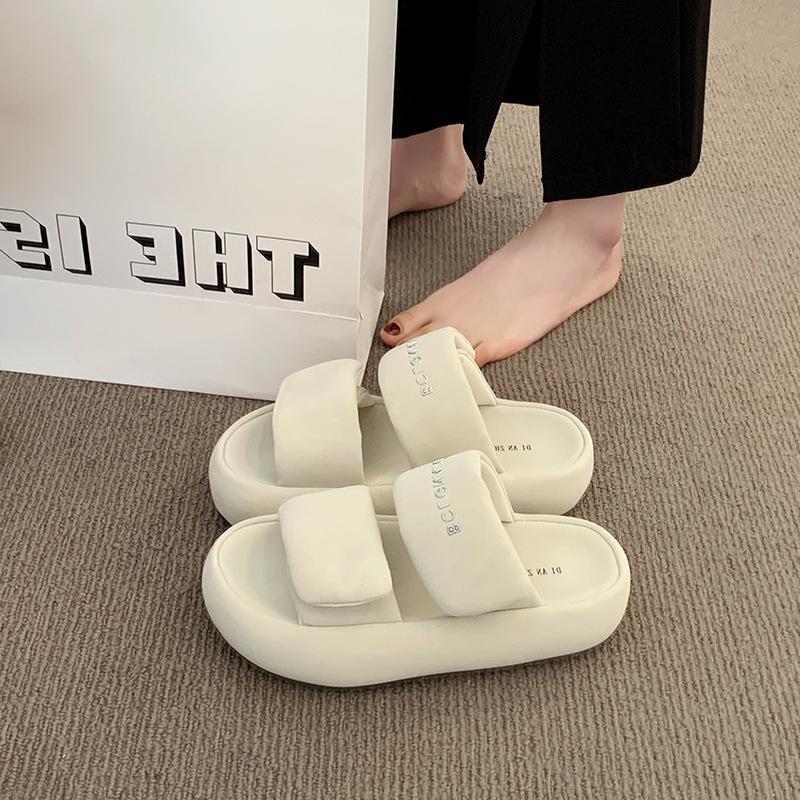 Bread slippers women wear Velcro thick-soled flip-flops summer new lazy beach sandals
