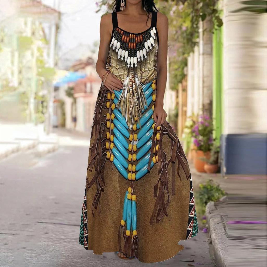 Women's Slip Dress Maxi Long Dress Datura Print Stitching Print Dress Spring & Summer Leisure Vacation