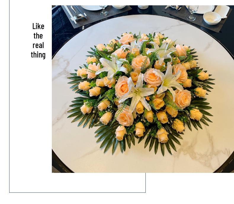 Luxury Round Table Flower Arrangement - Artificial Floral Centerpiece for Dining Tables with Electric Turntable