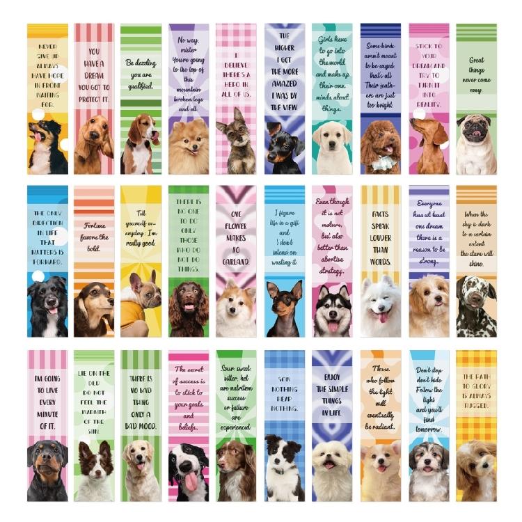 30 Sheets/Set Creative Bookmarks Dog English Inspirational Book Markers Reading Supplies Paper Bookmarks 1