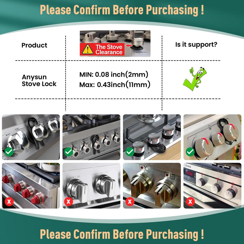Gazlı Ocak Güvenlik Düğme Kilidi, Bebek Korumalı Ocak Fırın Kilitleri, Çocuk Korumalı Ocak Koruyucu, Şeffaf (5'li paket)
