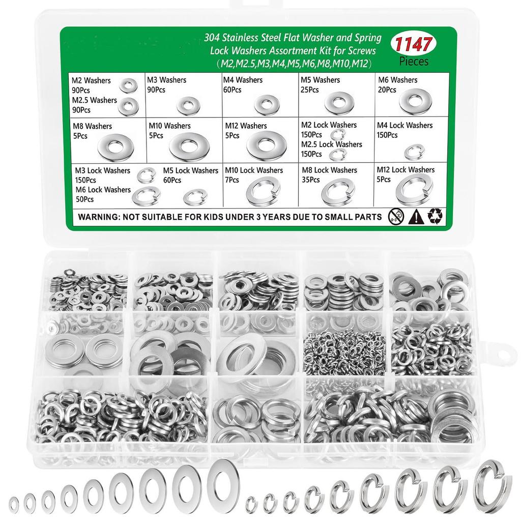 Cross Washer Set - 1050 Flat, 230 Metal, 580 Spring - Boxed