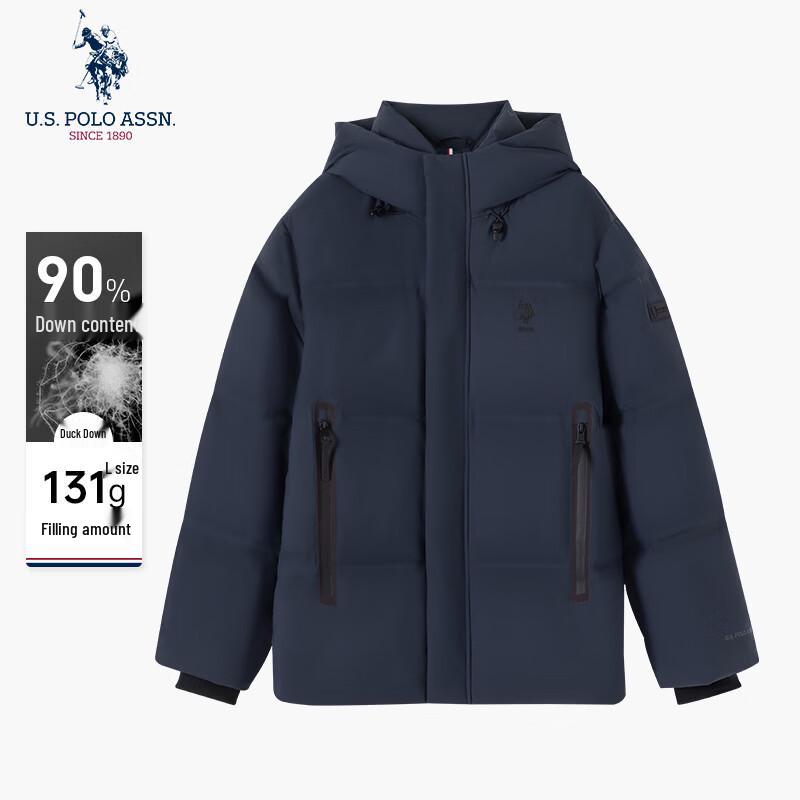 U.S. POLO ASSN. Men s Winter Duck Down Hooded Puffer Jacket L/175 темно-синий