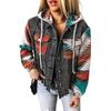 Damen Oversize Jeansjacke Mit Kapuze Patchwork Kontrastfarbe Retro Vintage Stil Langarm Lockerer Schnitt