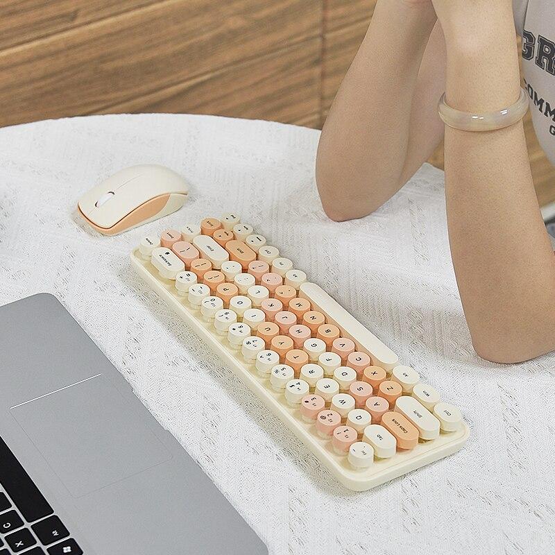 MOFII Wireless Keyboard and Mouse, Cute Colorful 68 Round Keycap Compact Keyboard for Computer, Computer, Desktop, Laptop