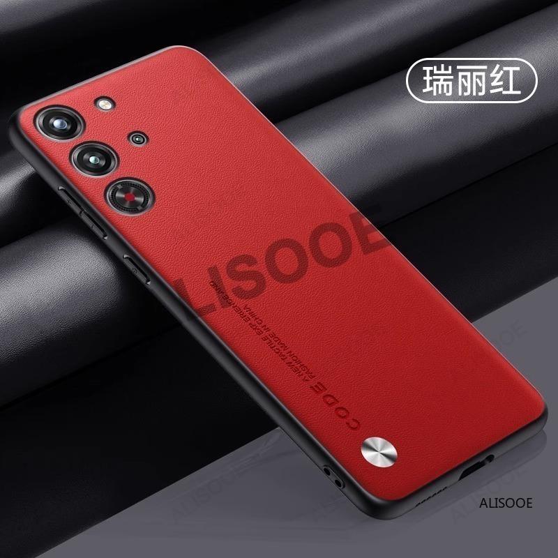 Hülle für Nubia Red Magic 10 Pro Plus Hülle Luxus Fasertextur PU-Leder Schutz Rückseite Abdeckung Capa für RedMagic 10 Pro+ Hüllen