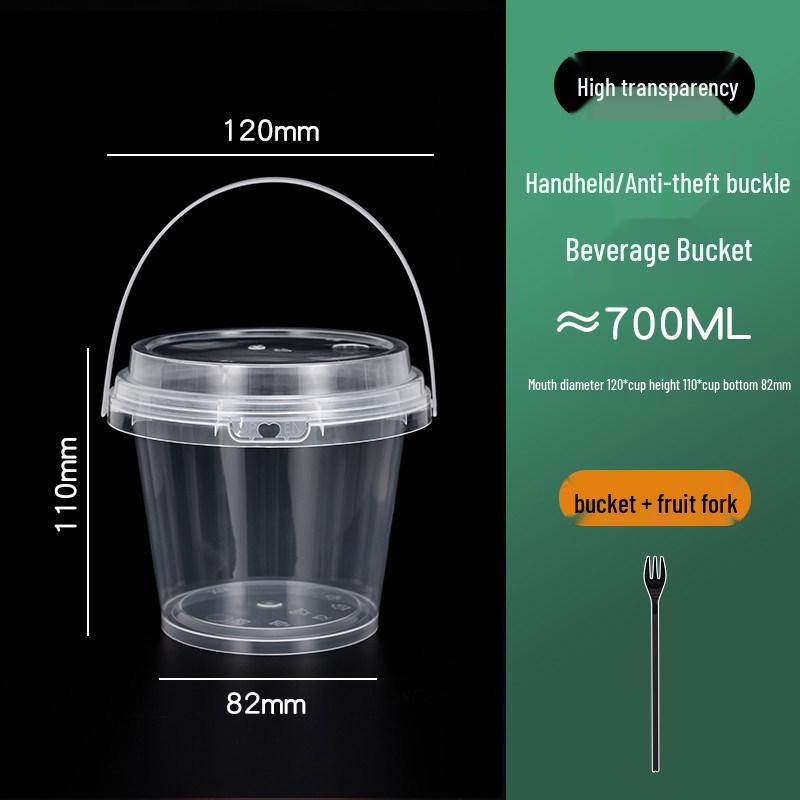 1000ml Disposable Fruit Tea Cup - Large Capacity Handheld Bucket for Milk Tea