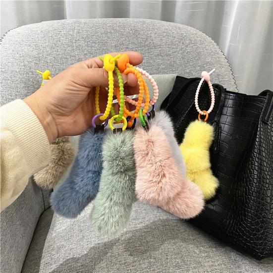 Car Key Accessory Plush Twist Knot Bag Charm, Fuzzy Keychain Pendant, Backpacks Hanging Decoration for Backpacks, Handbags, Purse, Keys Small