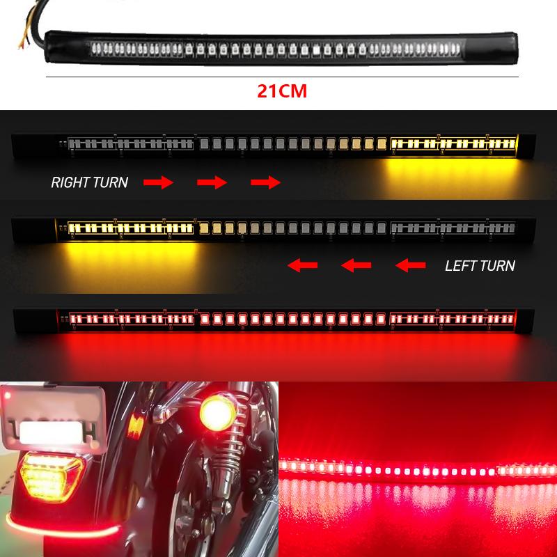 2Pcs Flexible 48LED Motorcycle LED Tail Light Bar Strips Red Rear Brake Stop Tail Lihgt Amber Turn Signal Lamp Taillight 12V