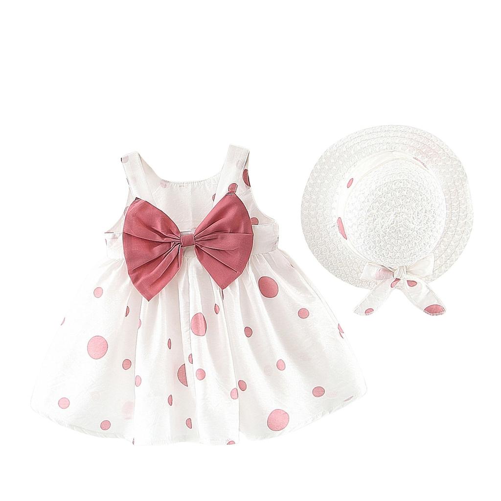 Girls Skirt Dress Sleeveless Summer Princess Party Dress Hat Suit
