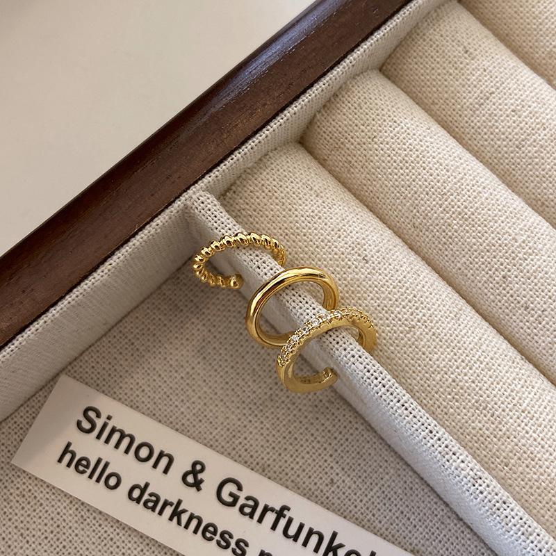 

Набор каффов на ухо без пирсинга в ретро-стиле с золотистым цирконом для женщин