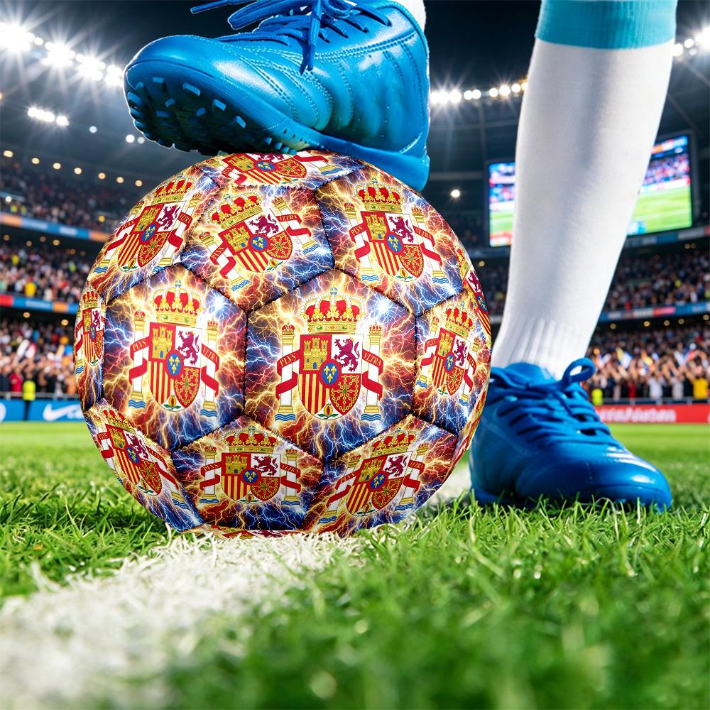 Spain Football Printed Size 5 Soccer Ball Wear Resistant Standard Adult Training Football Fan Gift for Indoor Outdoor Match Sports