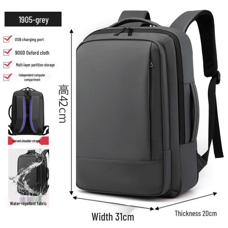 Men s Expandable Double Back Business Backpack - Fashionable Commuter Laptop Bag серый