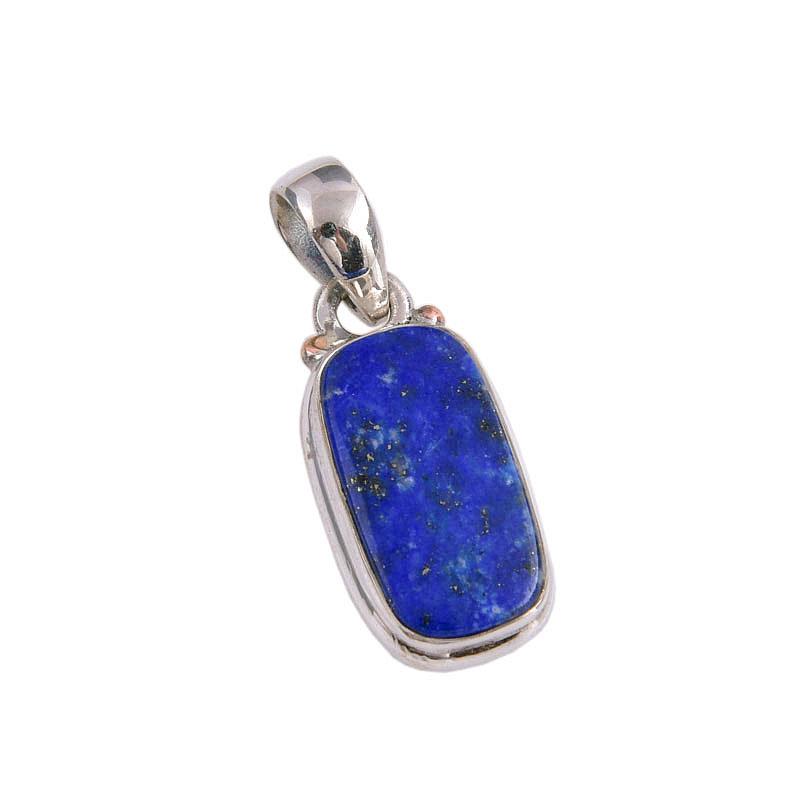 Natürlicher Lapislazuli-Edelstein, handgefertigt, 925er Silber, Geschenkanhänger, 3,2 cm, H4O91